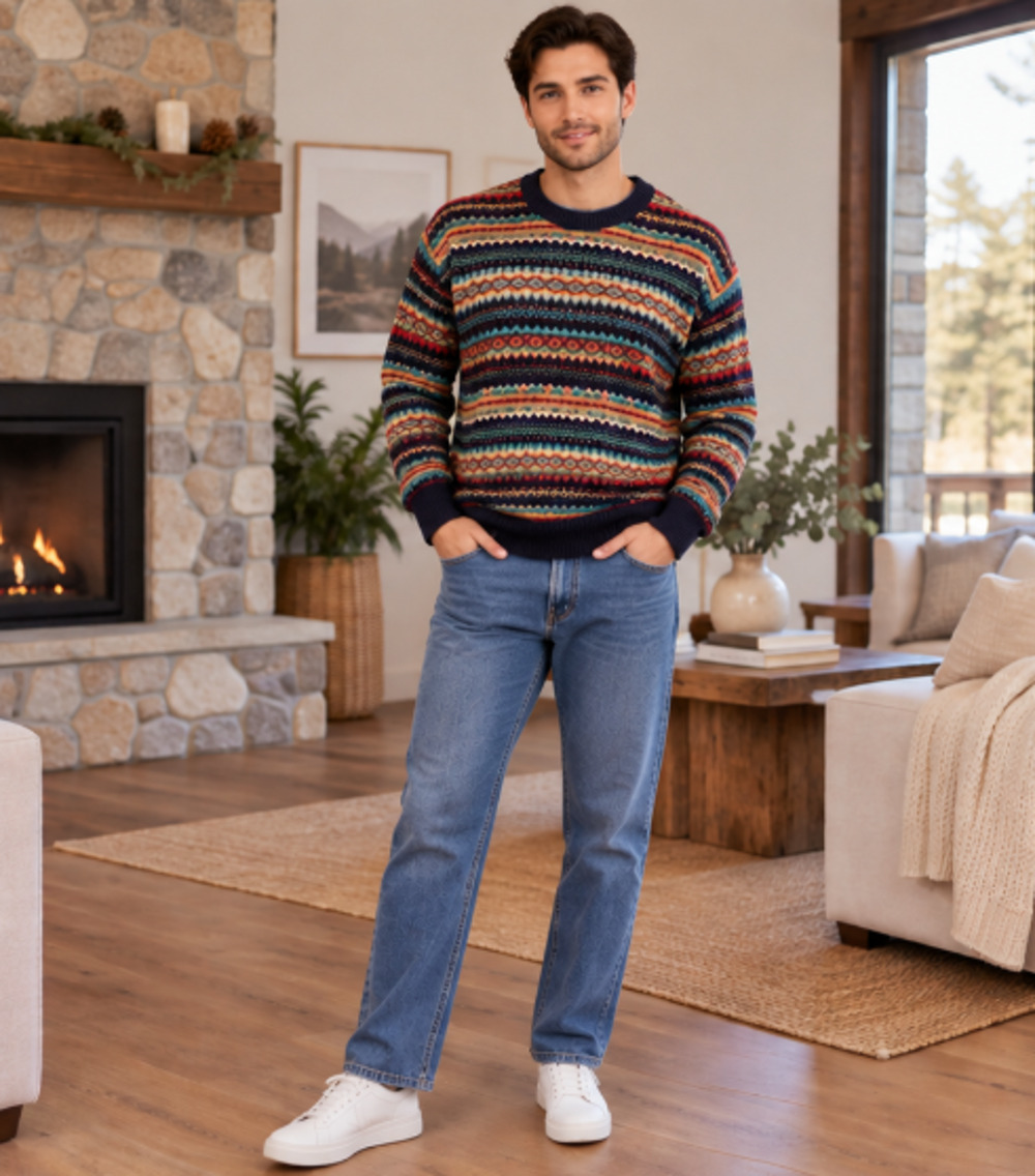 GAP Fair Isle Striped Sweater Crewneck Sz XL Cotton Wool Nordic Cosby Grandpa 90